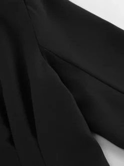 Blazer noir pour femme Hourglass Tailored - Veste structurée à épaules dénudées et boutonnage simple - Vêtement de travail décontracté chic 2026