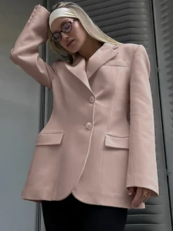 Blazer pour femme chic col rabattu boutons manches longues tailleur