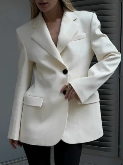 Blazer pour femme chic col rabattu boutons manches longues tailleur