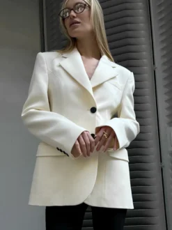 Blazer pour femme chic col rabattu boutons manches longues tailleur