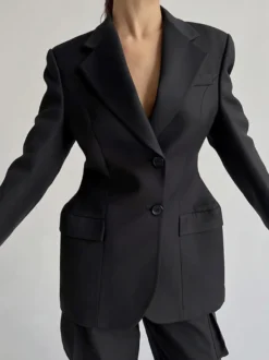 Blazer pour femme chic col rabattu boutons manches longues tailleur
