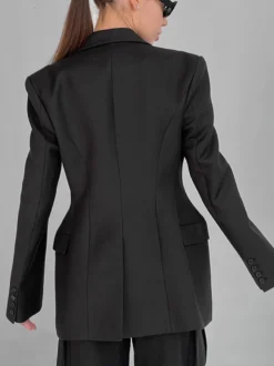 Blazer pour femme chic col rabattu boutons manches longues tailleur