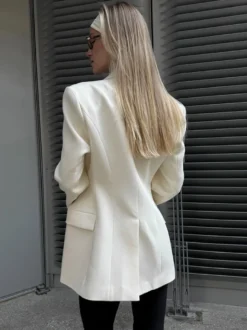Blazer pour femme chic col rabattu boutons manches longues tailleur