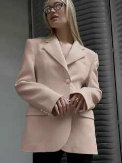 Blazer pour femme chic col rabattu boutons manches longues tailleur