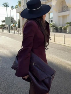 Blazer pour femme chic col rabattu boutons manches longues tailleur