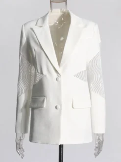 Blazer pour femme col en V manches longues découpées vêtement d'extérieur