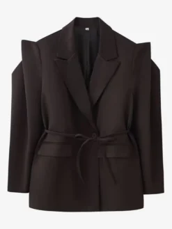 Blazer pour femme col rabattu plissé boutons manches longues veste de tailleur
