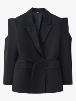 Blazer pour femme col rabattu plissé boutons manches longues veste de tailleur