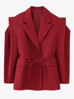 Blazer pour femme col rabattu plissé boutons manches longues veste de tailleur