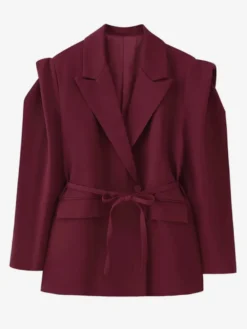 Blazer pour femme col rabattu plissé boutons manches longues veste de tailleur