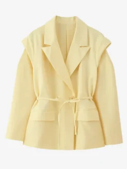 Blazer pour femme col rabattu plissé boutons manches longues veste de tailleur