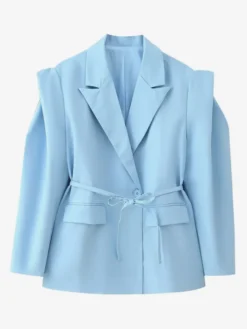 Blazer pour femme col rabattu plissé boutons manches longues veste de tailleur