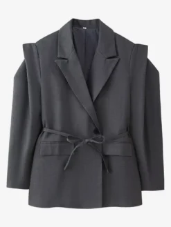 Blazer pour femme col rabattu plissé boutons manches longues veste de tailleur