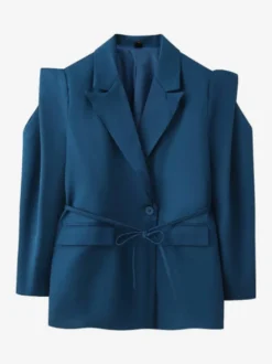 Blazer pour femme col rabattu plissé boutons manches longues veste de tailleur