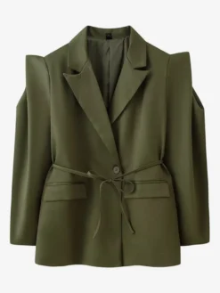Blazer pour femme col rabattu plissé boutons manches longues veste de tailleur