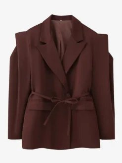 Blazer pour femme col rabattu plissé boutons manches longues veste de tailleur