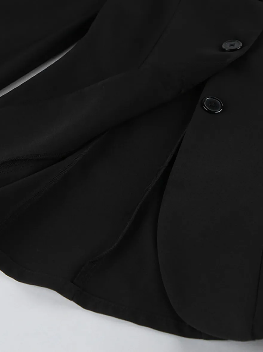 Blazer péplum vintage pour femme - Veste cintrée à manches bouffantes et col montant - Vêtement d'extérieur chic pour les fêtes de printemps 2026