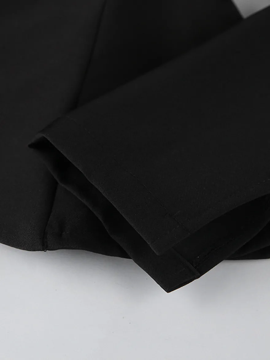 Blazer péplum vintage pour femme - Veste cintrée à manches bouffantes et col montant - Vêtement d'extérieur chic pour les fêtes de printemps 2026
