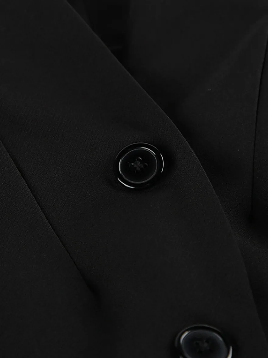Blazer péplum vintage pour femme - Veste cintrée à manches bouffantes et col montant - Vêtement d'extérieur chic pour les fêtes de printemps 2026