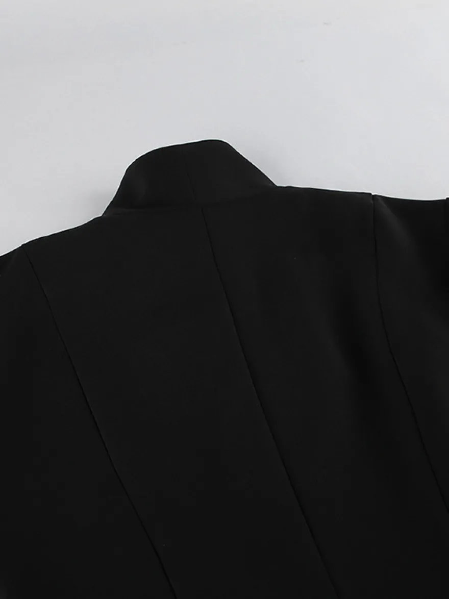 Blazer péplum vintage pour femme - Veste cintrée à manches bouffantes et col montant - Vêtement d'extérieur chic pour les fêtes de printemps 2026