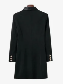 Blazer Veste Double Boutonnage Col V Robe Veste Pour Femme Manteau Chic