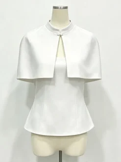 Blouse pour femme marron café à boutons sans bretelles élégante sans manches