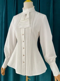 Blouses Gothiques Lolita Haut Lolita à Volants Chemisier Manches Longues Chemise Lolita Bordeaux