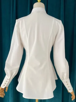 Blouses Gothiques Lolita Haut Lolita à Volants Chemisier Manches Longues Chemise Lolita Bordeaux