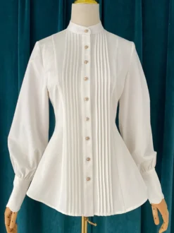Blouses Gothiques Lolita Haut Lolita à Volants Chemisier Manches Longues Chemise Lolita Bordeaux