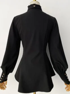 Blouses Gothiques Lolita Haut Lolita à Volants Chemisier Manches Longues Chemise Lolita Bordeaux