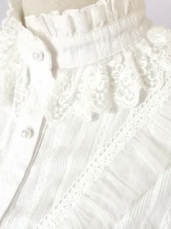 Blouses gothiques lolita haut lolita volants manches longues chemisier rayures chemise lolita blanche