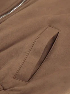 Blouson bomber femme en suédine camel - Fermeture éclair rétro ourlet élastique coupe décontractée - Style streetwear décontracté printemps 2026