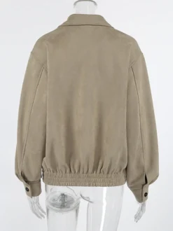 Blouson bomber femme en suédine synthétique - Fermeture éclair rétro ourlet élastique coupe décontractée - Collection printemps 2026