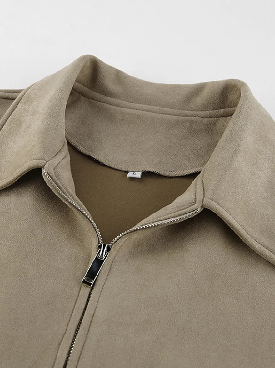 Blouson bomber femme en suédine synthétique - Fermeture éclair rétro ourlet élastique coupe décontractée - Collection printemps 2026