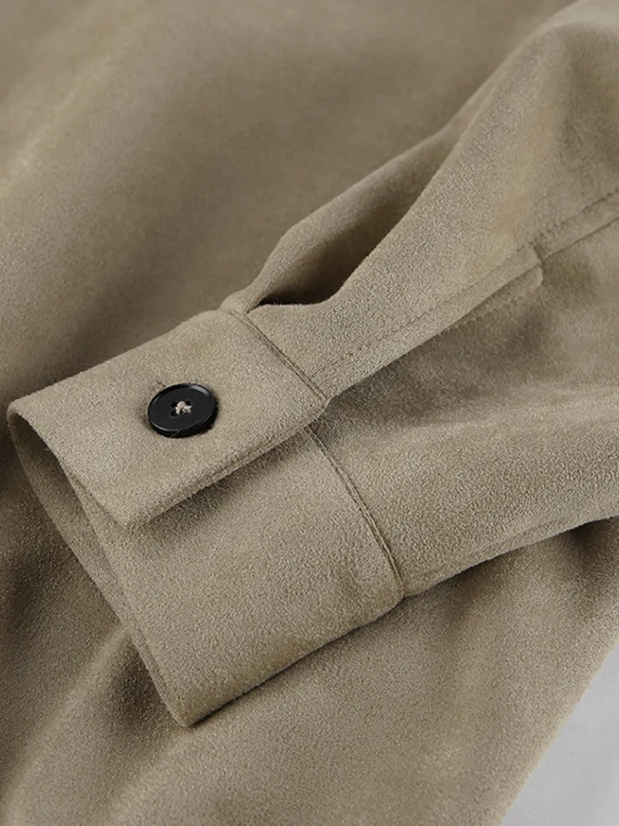 Blouson bomber femme en suédine synthétique - Fermeture éclair rétro ourlet élastique coupe décontractée - Collection printemps 2026