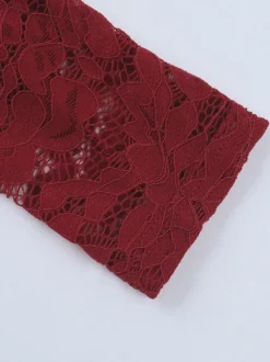 Body en dentelle transparente pour femme - Haut de justaucorps sexy à manches longues et coupe ajustée - Soirée printanière 2026