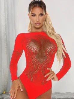 Body Nounours Femme avec Manches Longues Unicolore Lingerie Sexy