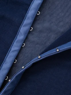 Body sans manches bleu à boutons et col montant pour femme