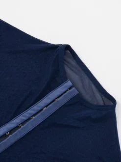 Body sans manches bleu à boutons et col montant pour femme