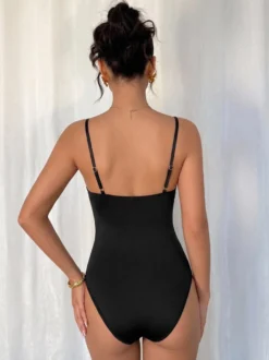 Body sans manches noir dos nu à bretelles fines haut sexy pour femme