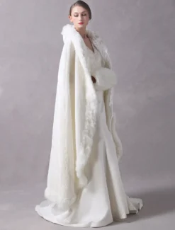 Boléro de fiançailles Rex Rabbit Fur ivoire avec lacets
