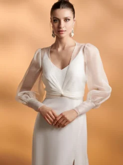 Boléro de marée cape de mariée en organza