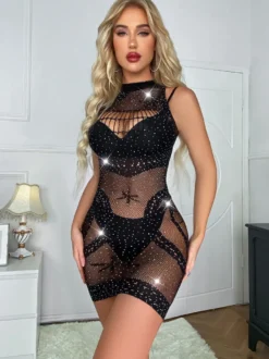 Bonneterie Femme Bas Lingerie Sexy avec Bretelles Creusante Unicolore