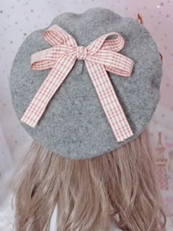 Bonnet Lolita en Laine Floral Doux Béret Lolita Marguerite Déguisements Halloween
