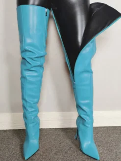 Bottes au-dessus du genou pour femmes bottes à bout pointu fermeture éclair talons aiguilles sexy cuissardes hautes