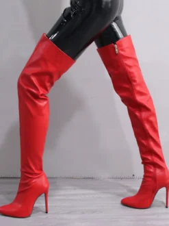 Bottes au-dessus du genou pour femmes bottes à bout pointu fermeture éclair talons aiguilles sexy cuissardes hautes