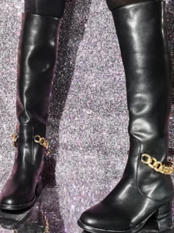 Bottes Au Genou En Cuir PU Pour Femmes