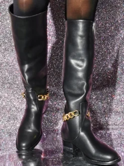 Bottes Au Genou En Cuir PU Pour Femmes