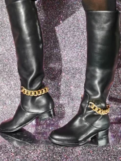 Bottes Au Genou En Cuir PU Pour Femmes