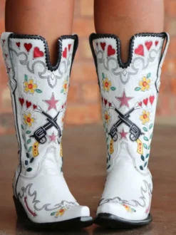 Bottes au Genou Femme à Talons Hauts Imprimés Fleuries